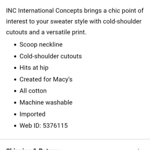 INC Womens Open Knit Cold Shoulder Blue Boho Top Size Large - Picture 8 of 16